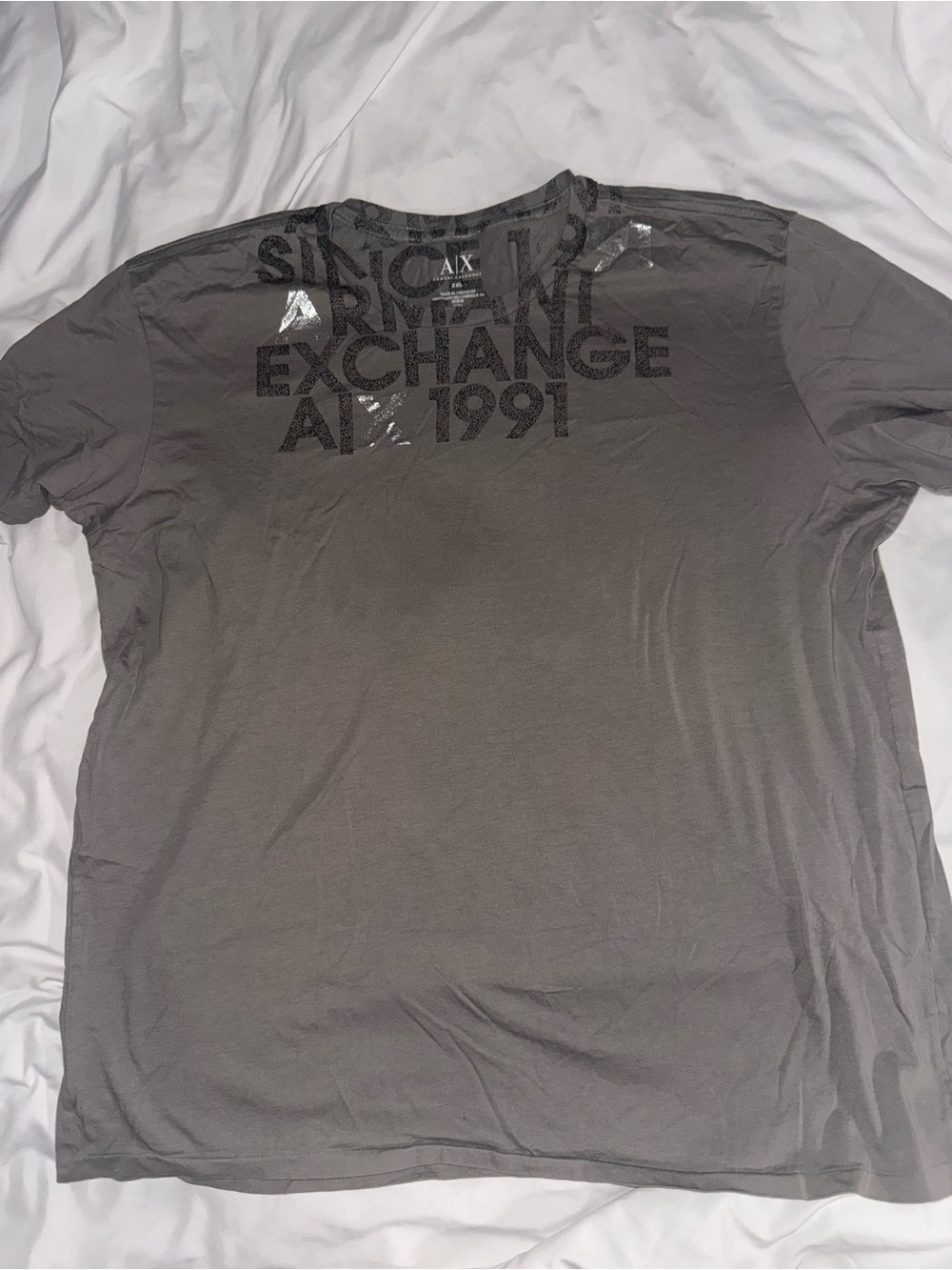 Armani Exchange Gray Logo Crew Neck T-Shirt
